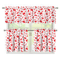 Red And White Nurse Pattern Print 3 Piece Kitchen Curtains