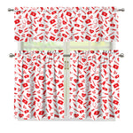 Red And White Nurse Pattern Print 3 Piece Kitchen Curtains