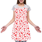Red And White Nurse Pattern Print Adjustable Apron