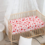 Red And White Nurse Pattern Print Baby Crib Sheet