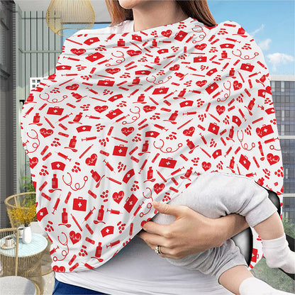 Red And White Nurse Pattern Print Baby Seat Cover