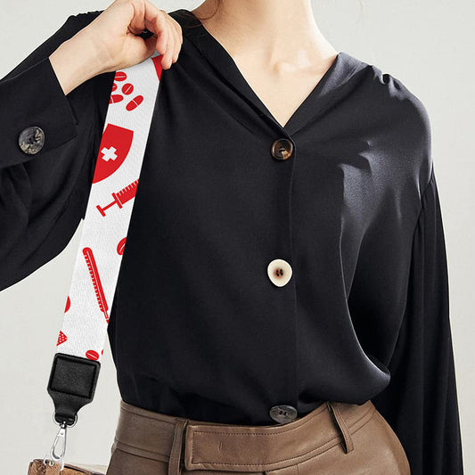 Red And White Nurse Pattern Print Bag Strap