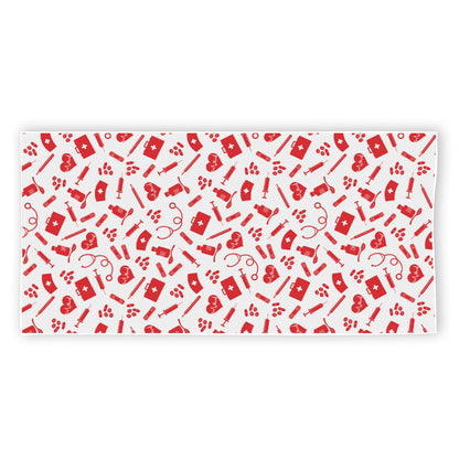 Red And White Nurse Pattern Print Beach Towel