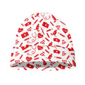 Red And White Nurse Pattern Print Beanie