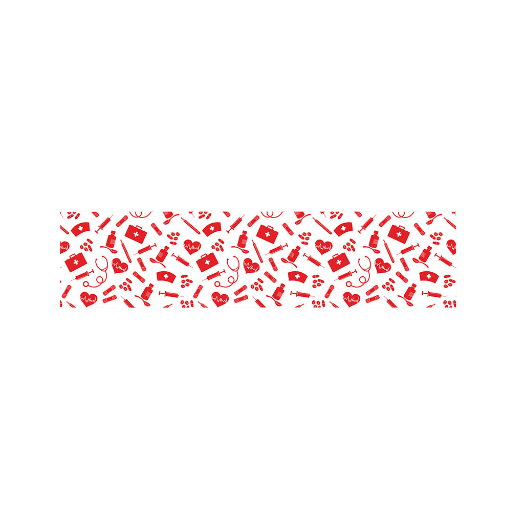 Red And White Nurse Pattern Print Bed Runner