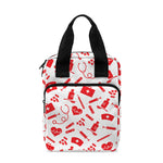 Red And White Nurse Pattern Print Bible Tote Bag