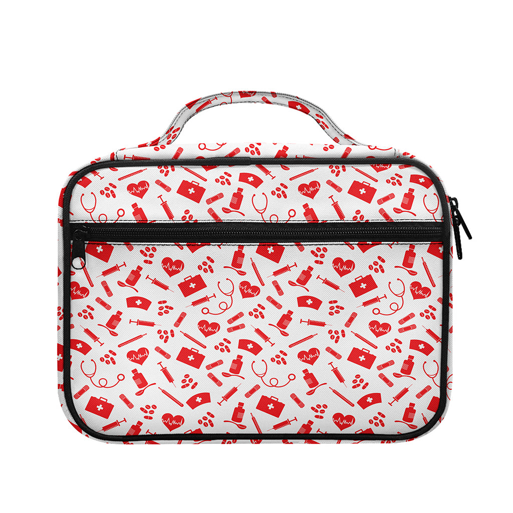 Red And White Nurse Pattern Print Briefcase Bible Bag