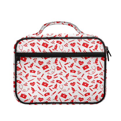 Red And White Nurse Pattern Print Briefcase Bible Bag