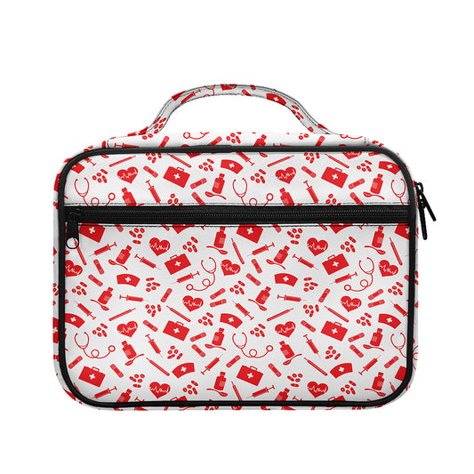 Red And White Nurse Pattern Print Briefcase Bible Bag