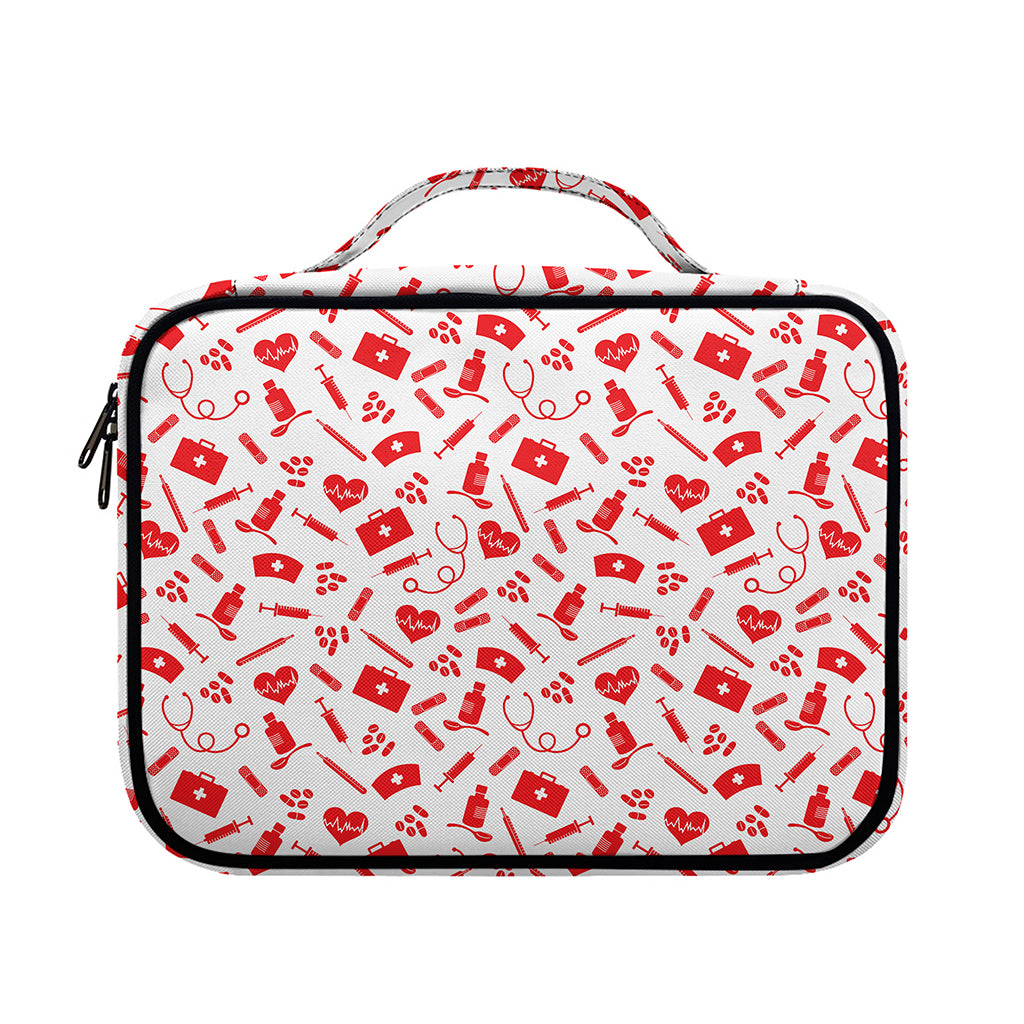 Red And White Nurse Pattern Print Briefcase Bible Bag
