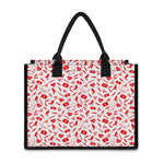 Red And White Nurse Pattern Print Canvas Tote Bag