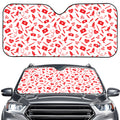 Red And White Nurse Pattern Print Car Windshield Sun Shade