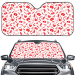 Red And White Nurse Pattern Print Car Windshield Sun Shade