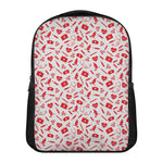 Red And White Nurse Pattern Print Casual Backpack