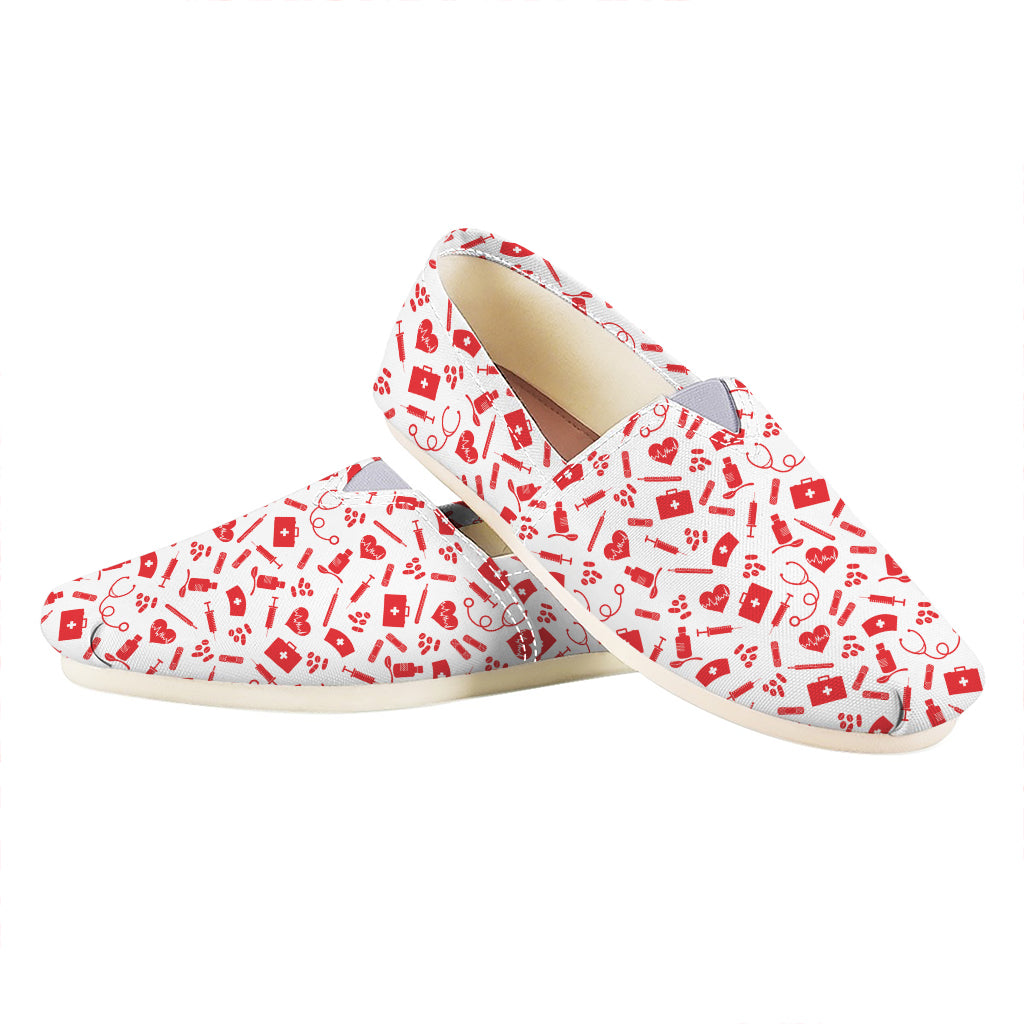 Red And White Nurse Pattern Print Casual Shoes