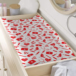 Red And White Nurse Pattern Print Changing Pad Cover