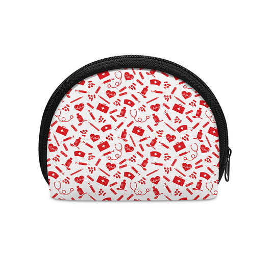 Red And White Nurse Pattern Print Coin Purse
