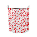 Red And White Nurse Pattern Print Collapsible Laundry Basket