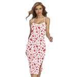 Red And White Nurse Pattern Print Cross Back Cami Dress