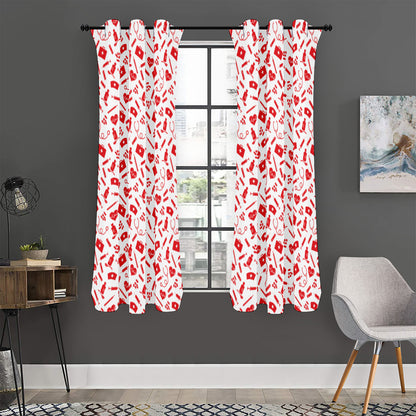 Red And White Nurse Pattern Print Curtain