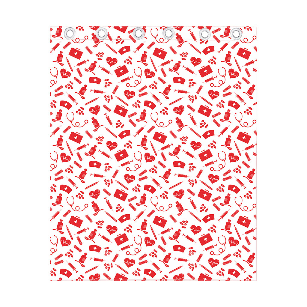 Red And White Nurse Pattern Print Curtain