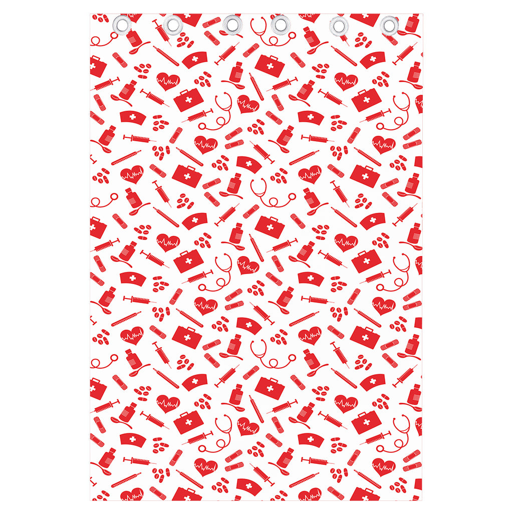 Red And White Nurse Pattern Print Curtain
