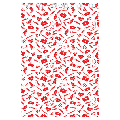 Red And White Nurse Pattern Print Curtain