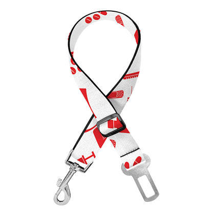 Red And White Nurse Pattern Print Dog Seat Belt