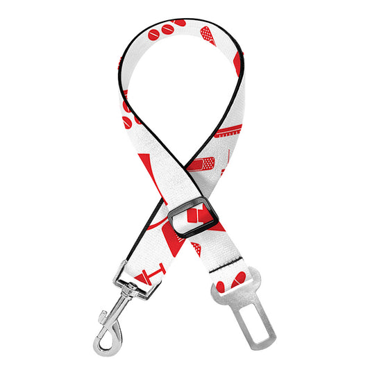 Red And White Nurse Pattern Print Dog Seat Belt