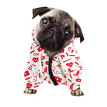 Red And White Nurse Pattern Print Dog Zip Up Hoodie