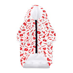 Red And White Nurse Pattern Print Dog Zip Up Hoodie