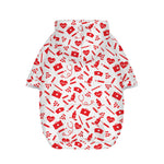 Red And White Nurse Pattern Print Dog Zip Up Hoodie