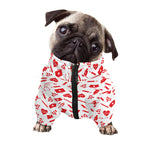 Red And White Nurse Pattern Print Dog Zip Up Jacket