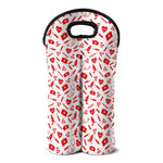 Red And White Nurse Pattern Print Double Neoprene Wine Tote