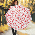 Red And White Nurse Pattern Print Foldable Umbrella