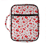 Red And White Nurse Pattern Print Front Pocket Bible Bag