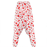 Red And White Nurse Pattern Print Hammer Pants