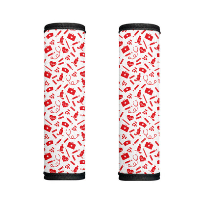 Red And White Nurse Pattern Print Handle Covers