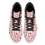 Red And White Nurse Pattern Print High Top Leather Sneakers