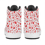 Red And White Nurse Pattern Print High Top Leather Sneakers