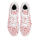 Red And White Nurse Pattern Print High Top Leather Sneakers