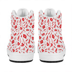 Red And White Nurse Pattern Print High Top Leather Sneakers