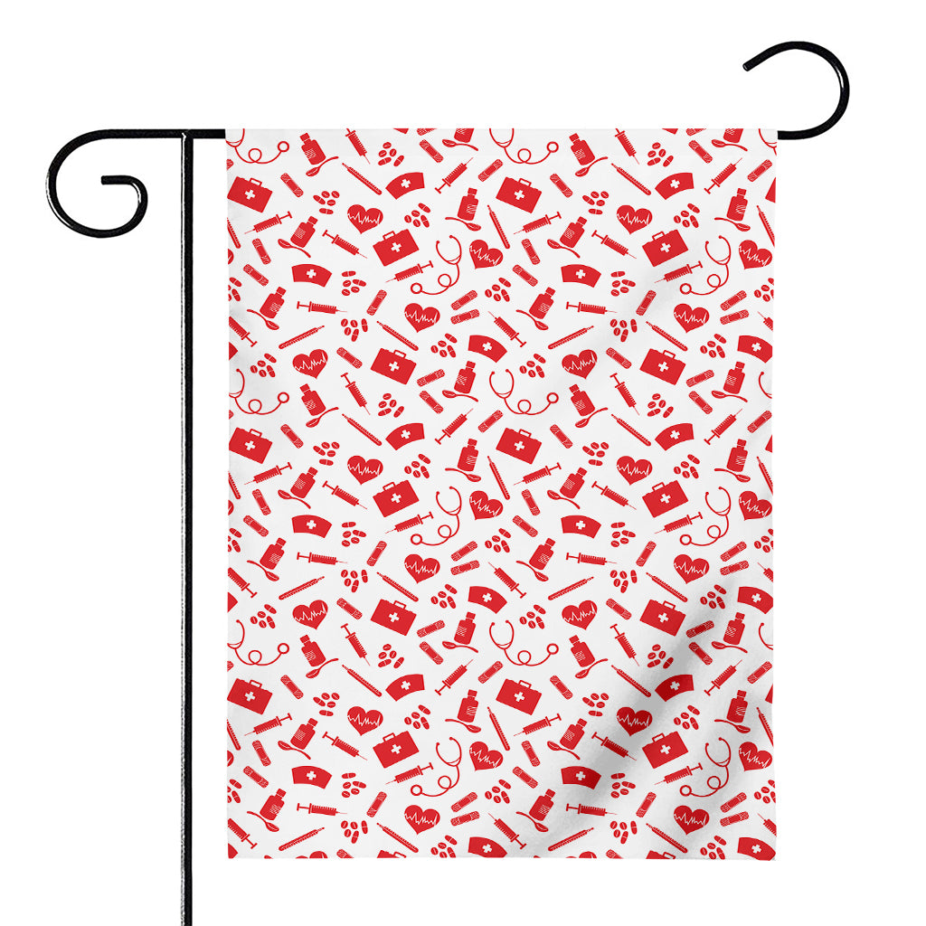 Red And White Nurse Pattern Print House Flag