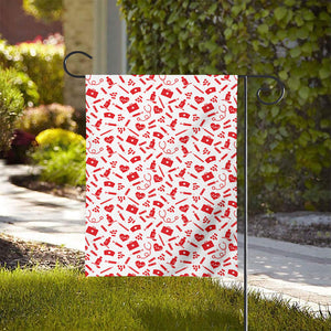 Red And White Nurse Pattern Print House Flag