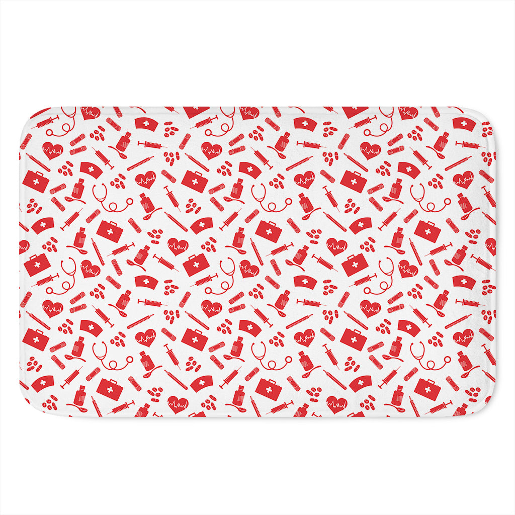 Red And White Nurse Pattern Print Indoor Door Mat