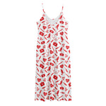 Red And White Nurse Pattern Print Jersey Midi Cami Dress
