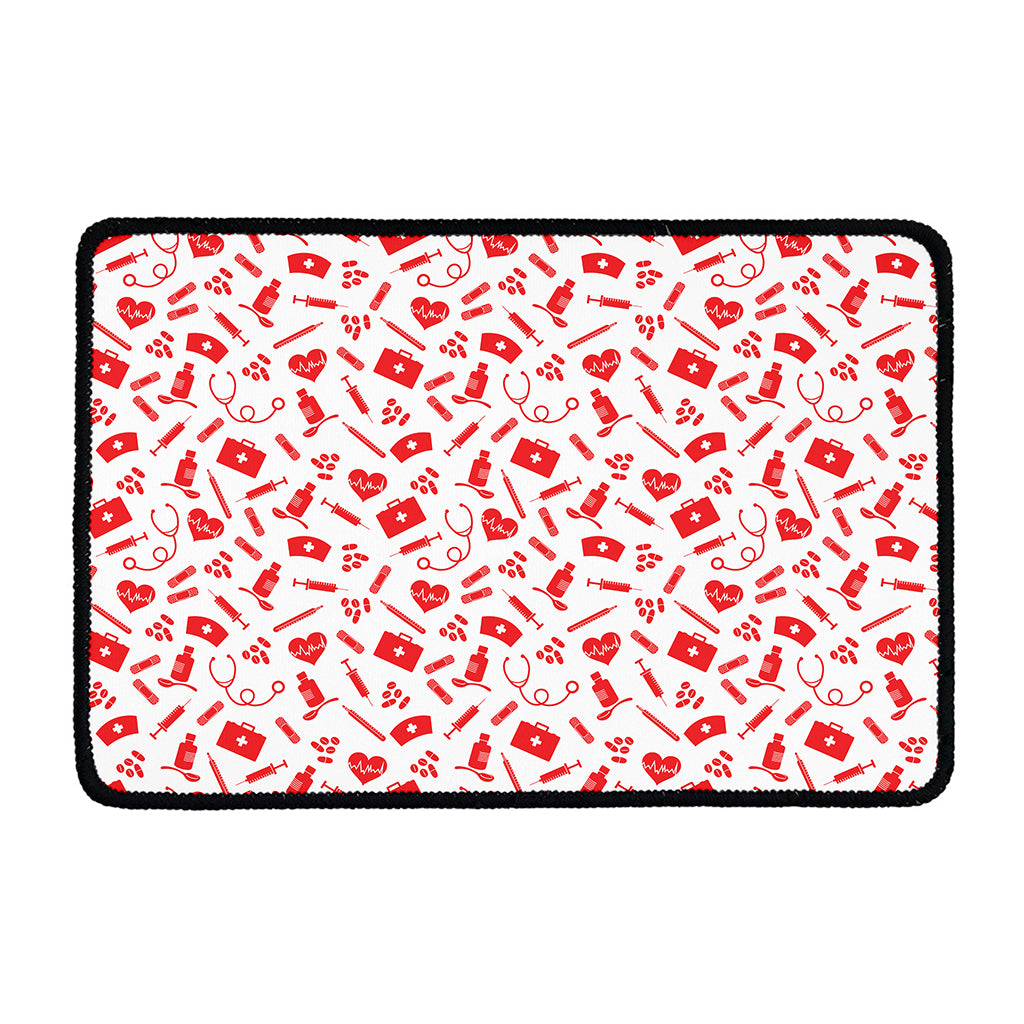Red And White Nurse Pattern Print Kitchen Mat