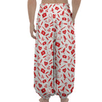 Red And White Nurse Pattern Print Lantern Pants