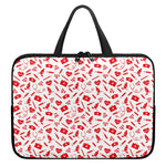 Red And White Nurse Pattern Print Laptop Sleeve With Handle