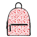 Red And White Nurse Pattern Print Leather Backpack